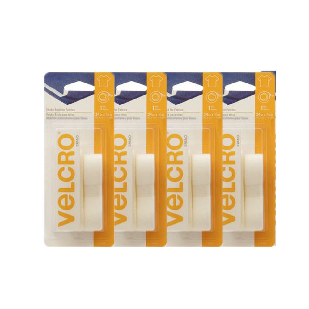 NEW! VELCRO Brand Sticky Back for Fabrics Tape, 24" in White 4PK